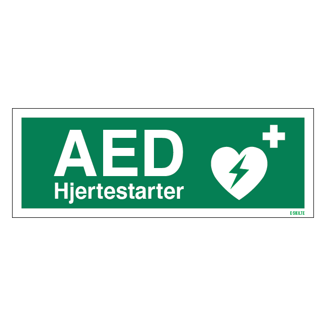 AED hjertestarter Redningsskilte.
