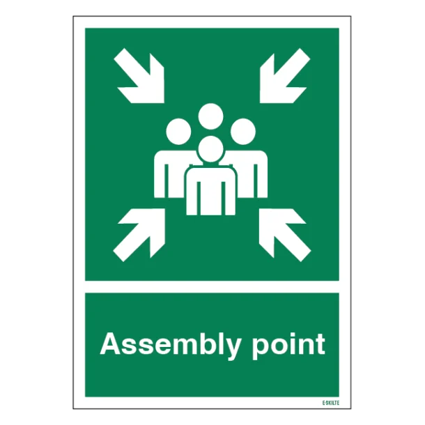 Assembly point. Redningsskilt