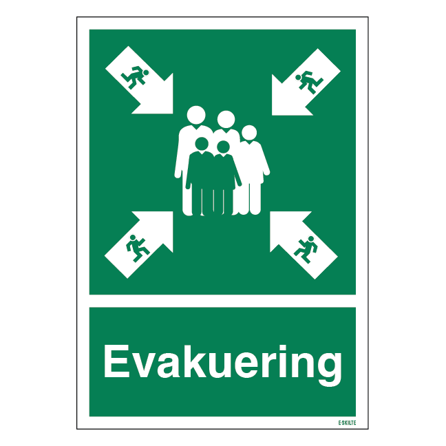 Evakuering. Redningsskilt