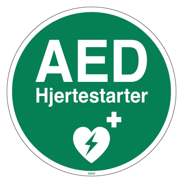 AED hjertestarter. Redningsskilt