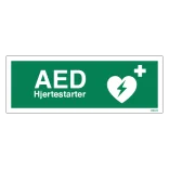 AED hjertestarter til Venstre Redningsskilt