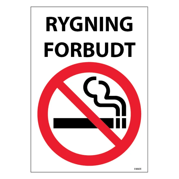 Rygning Forbudt. Rygeforbudsskilt