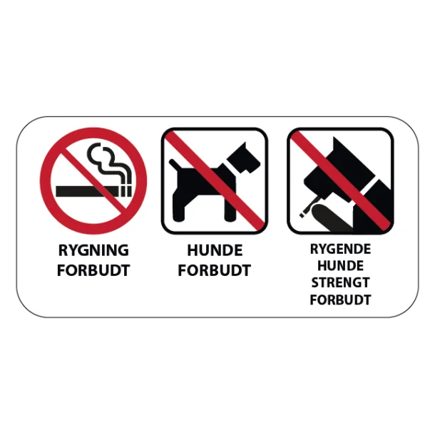 Rygende hunde strengt forbudt skilt