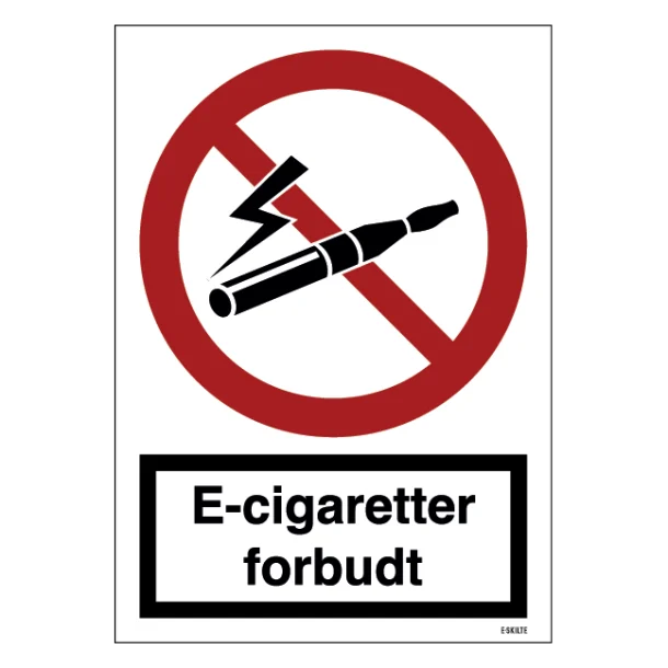 E-cigaretter forbudt skilt