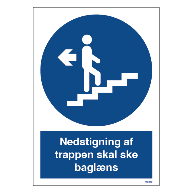 Nedstigning af trappen skal ske baglæns skilt