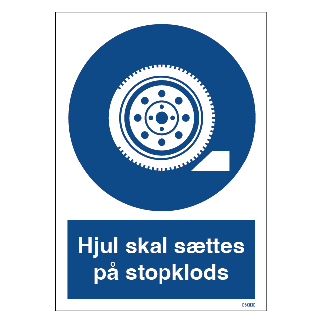 Hjul skal sættes på stopklods skilt