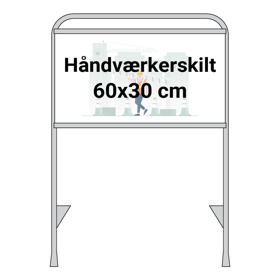 Håndværkerskilt, 60x30 cm