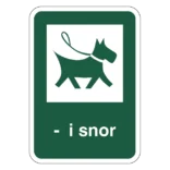 Hund i snor. skilt