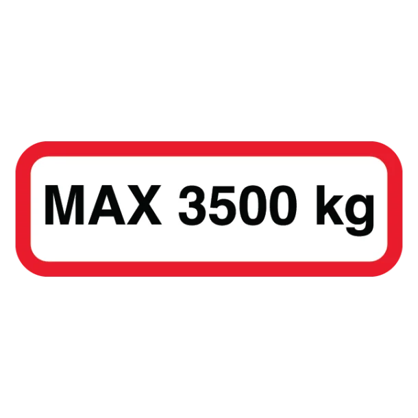 Max 3500kg. Skilt