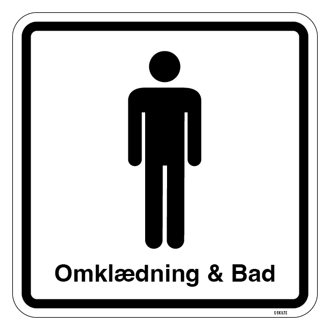Mand Omklædning & Bad. Toiletskilt