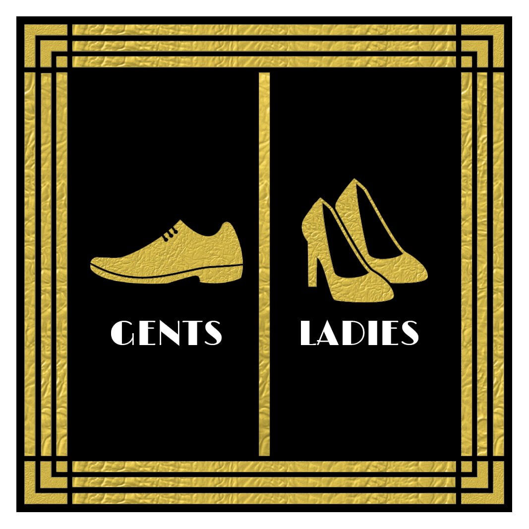 Art deco herre og dame toiletskilt