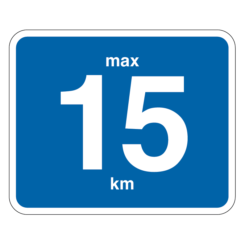 Påbudsskilt 15 km. Trafikskilt
