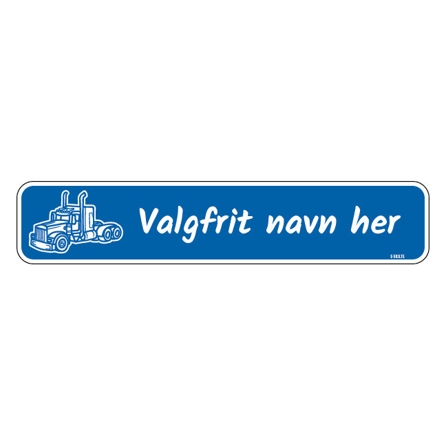 Kaldenavn piktogram type 1 blå+ramme Truckerskilt