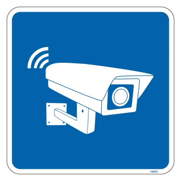 Video overvågning - blå skilt