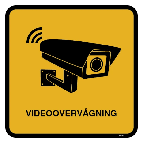 Videoovervågning piktogram Sort gul skilt