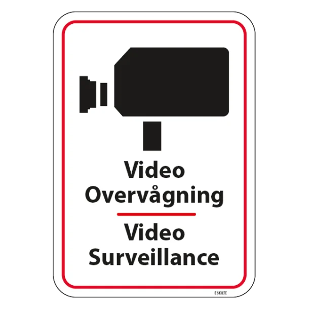 Video overvågning Video Surveillance. skilt