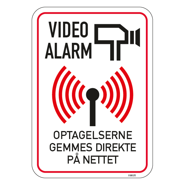 Video alarm Optagelser gemmes direkte på nettet. Skilt